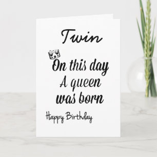 TARJETA MI **HERMANA DE TWIN** ES UNA "REINA"