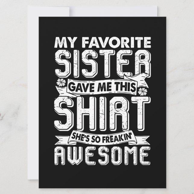 Tarjeta Mi Hermana Favorita Me Dio Esta Camiseta Hermano N (Anverso)