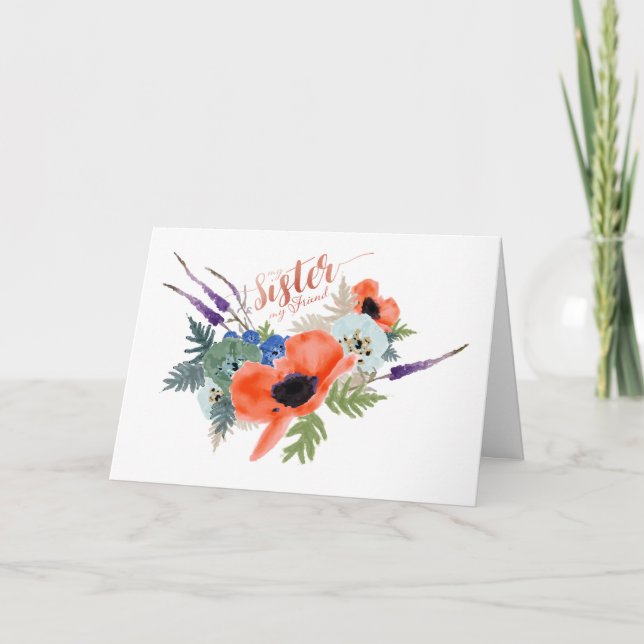 Tarjeta Mi hermana mi amiga Flores acuáticas (Anverso)