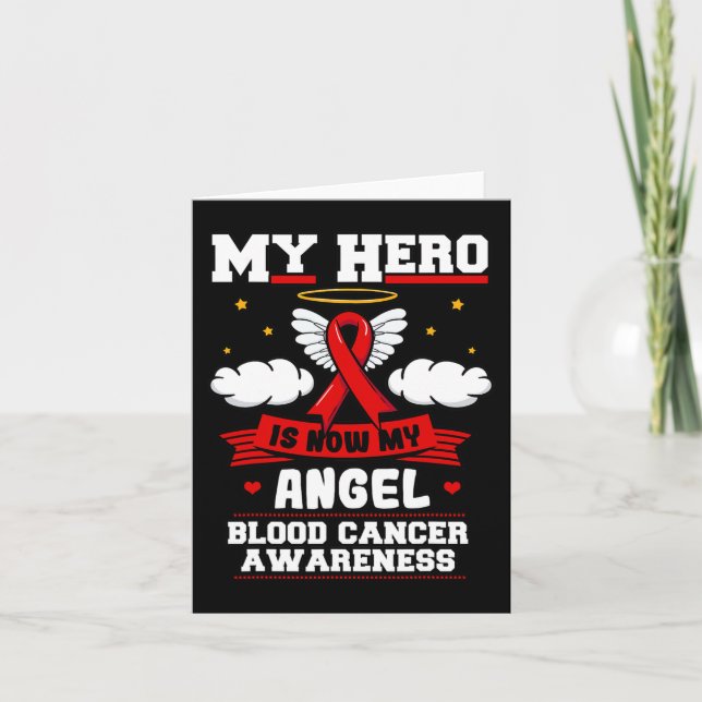 Tarjeta Mi héroe es ahora mi ángel de cáncer de sangre nub (Anverso)