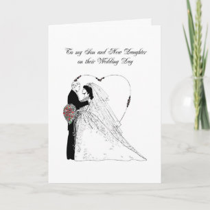 Tarjeta Mi hijo y la nueva hija Boda blanco y negro