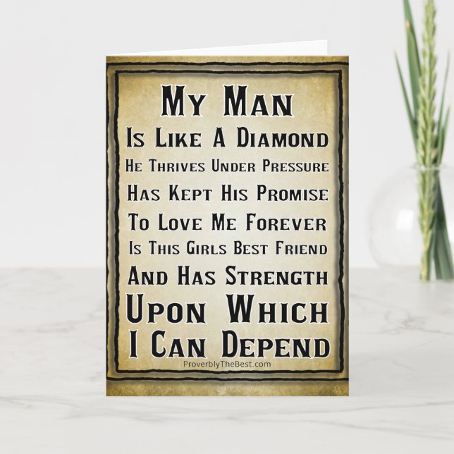 Tarjeta Mi Hombre Es Tan Preciado Como Un Diamante (Anverso)