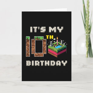 Tarjeta Mi juego de píxeles de cumpleaños número 10 pastel