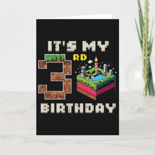 Tarjeta Mi juego de píxeles de cumpleaños número 3 con tar