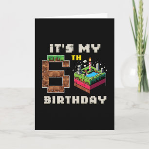 Tarjeta Mi juego de píxeles de cumpleaños número 6 con 6 p