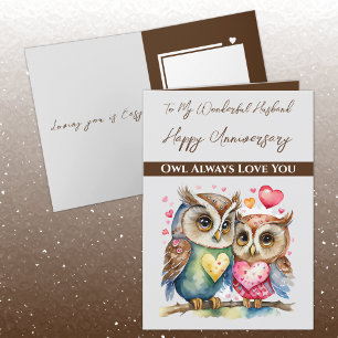Tarjeta Mi maravilloso Esposo lindo aniversario de búhos
