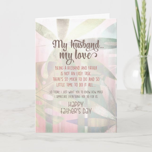 Tarjeta Mi marido, mi amor, el día del padre (Anverso)