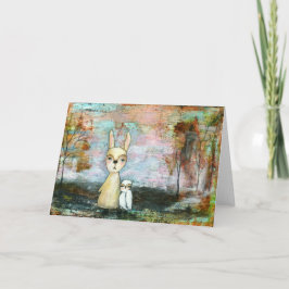 Tarjeta Mi mejor amigo, conejo bebé, búho abstracto arte