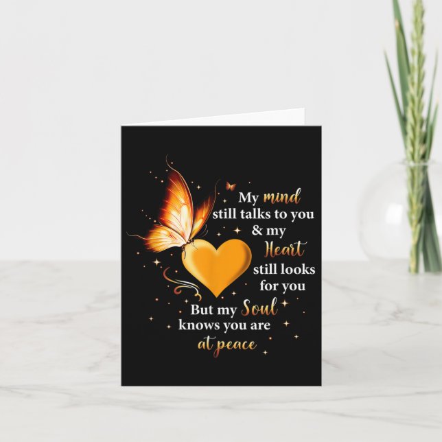 Tarjeta Mi Mente Todavía Te Habla Corazón, Alma Mariposa (Anverso)