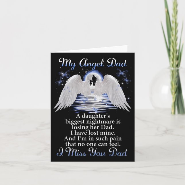 Tarjeta Mi papá Angle Te Extraño Padre Día Memorial Padres (Anverso)