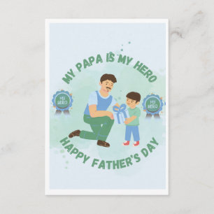 Tarjeta Mi papá es mi héroe Chico lindo Día del Padre Plan