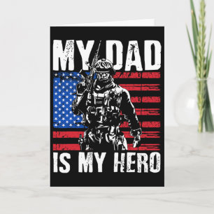 Tarjeta Mi papá es mi héroe Ejército Papá Día del padre y 