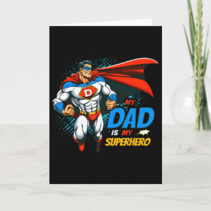 Tarjeta Mi papá es mi superhéroe niños Día del padre genia