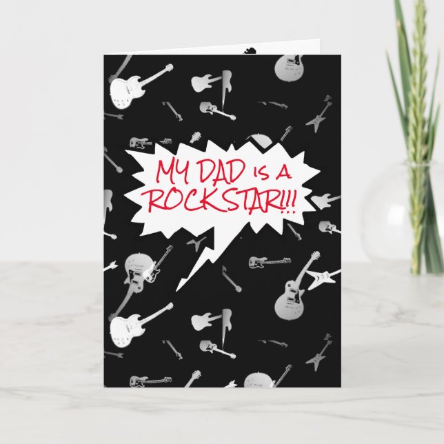 Tarjeta Mi papá es una estrella de rock guitars adentro pa (Anverso)