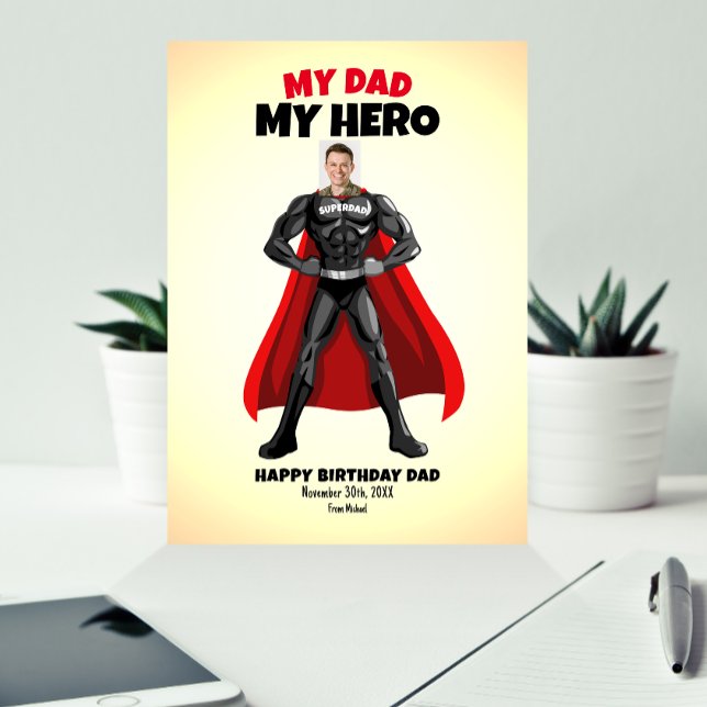 Tarjeta Mi papá mi héroe cumpleaños gracioso (Subido por el creador)
