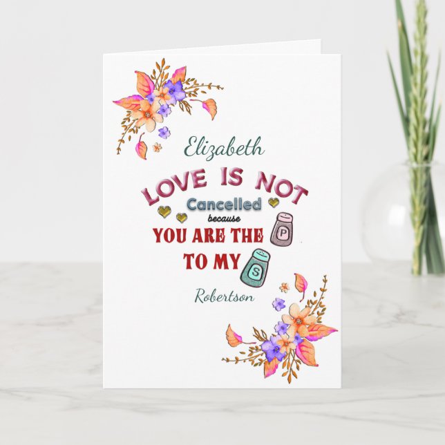 Tarjeta Mi Pimienta A Tu El día de San Valentín De Sal (Anverso)