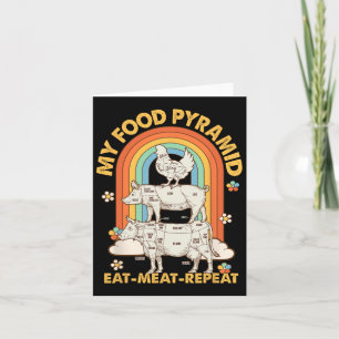 Tarjeta Mi Pirámide Alimentaria Coma Carne Repita Retro Vi