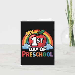Tarjeta Mi Primer Día De La Manzana Arcoiris Preescolar De