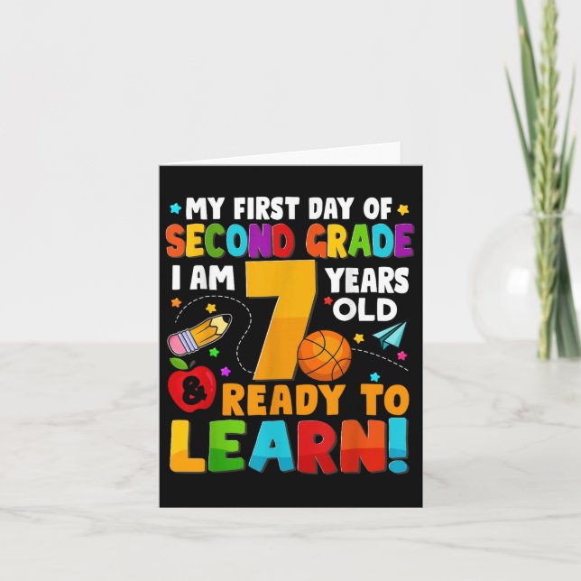 Tarjeta Mi Primer Día De Segundo Grado Listo Para Aprender (Anverso)