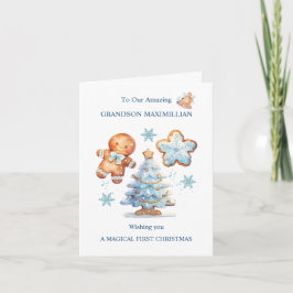 Tarjeta Mi primer Navidad árbol de nieve del chico de pan 