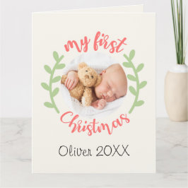 Tarjeta Mi primer Navidad Nombra de bebé FOTO Festividad d