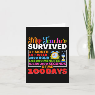 Tarjeta Mi profesor sobrevive a 100 días de diversión 100
