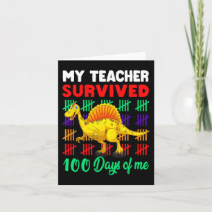 Tarjeta Mi profesor sobrevivió a 100 días de mi dinosaurio