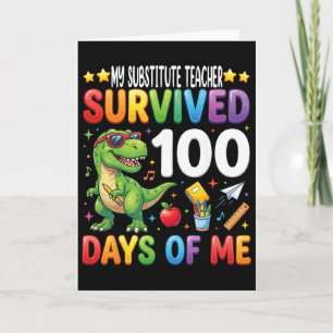 Tarjeta Mi profesor sustituto sobrevivió 100 días de mi T-