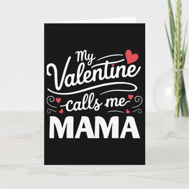 Tarjeta Mi San Valentín me llama Mamá Retro Groovy San Val (Anverso)