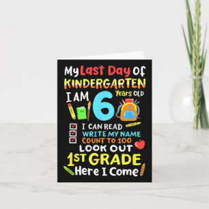 Tarjeta Mi Último Día De Primer Grado De Kindergarten Aquí