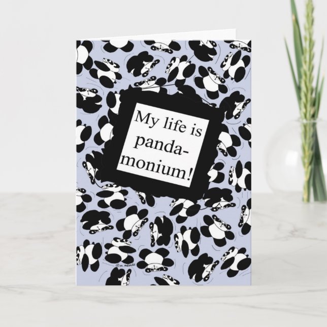 Tarjeta Mi vida es panda-monium - azul (Anverso)