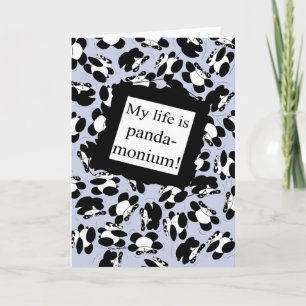 Tarjeta Mi vida es panda-monium - azul