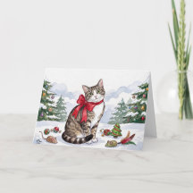 Mia la Gata Festiva con Decoración Navideña
