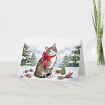 Mia la Gata Festiva con Decoración Navideña
