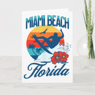 Tarjeta Miami Florida Playa Surf Verano Vacaciones Vintage
