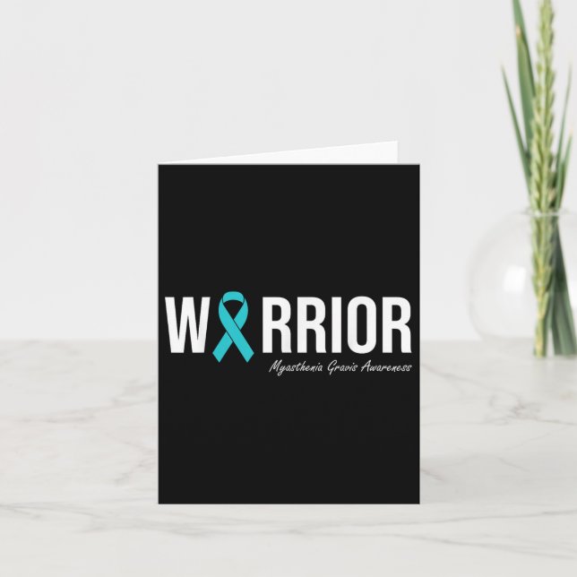 Tarjeta Miastenia Gravis Awareness Ribbon Verde azulado (Anverso)