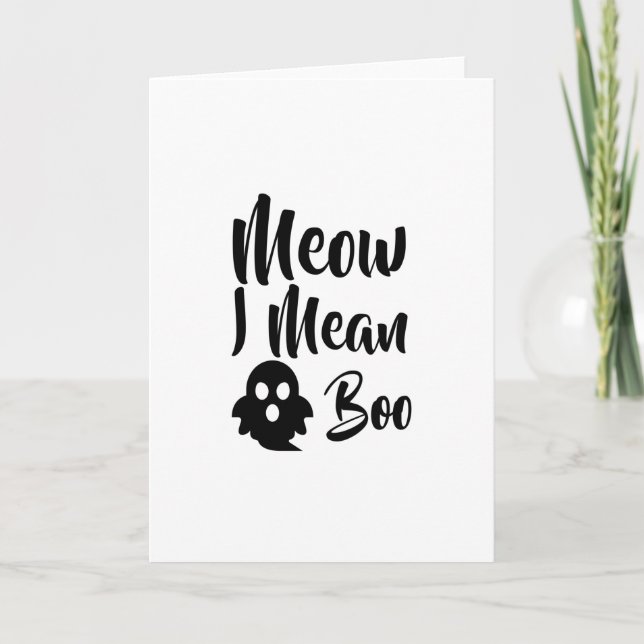 Tarjeta Miau Quiero Decir Boo-gatoween-halloween-divertido (Anverso)