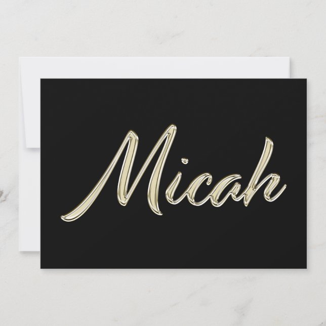 Tarjeta Micah Name white gold Handwriting Karte (Anverso)