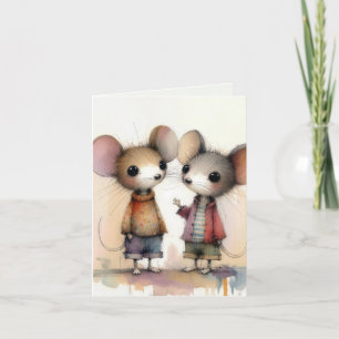 Tarjeta Mice acuarela con ropa