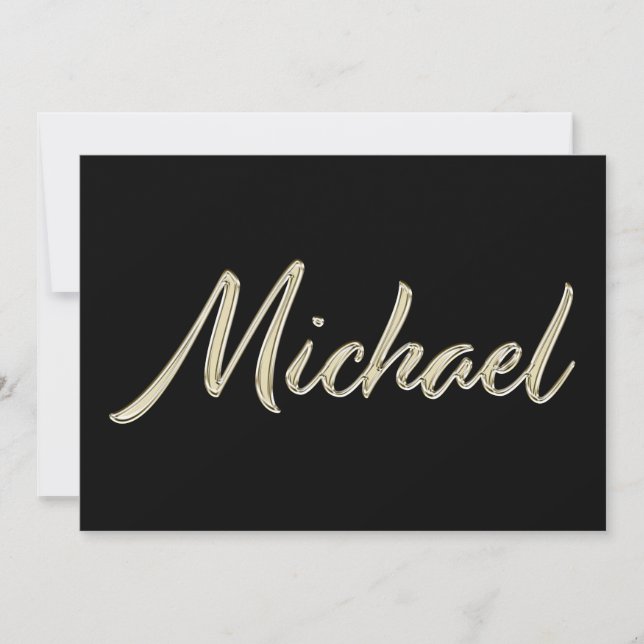 Tarjeta Michael Name white gold Handwriting Karte (Anverso)