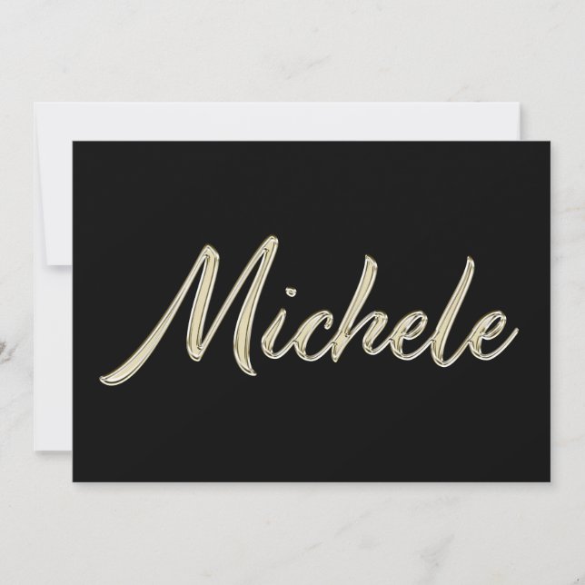 Tarjeta Michele Name white gold Handwriting Karte (Anverso)
