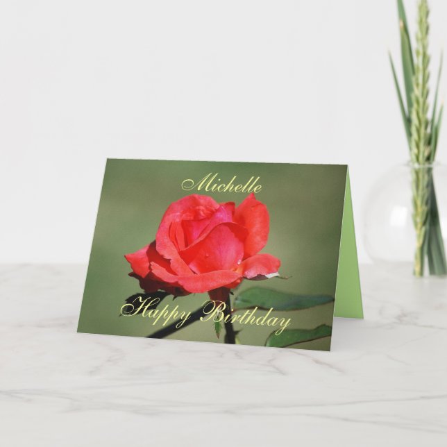 Tarjeta Michelle Happy Birthday Scarlet Rosa Card (Anverso)
