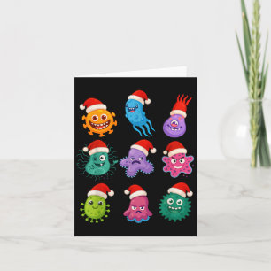 Tarjeta Microbiología de bacterias de Navidad Santa Cienci