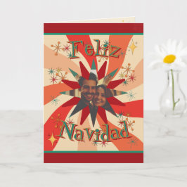 Tarjeta  Mid Century Feliz Navidad  Photo and Message
