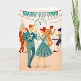 Tarjeta Mid Century Happy New Year The Martini Dance