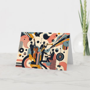 Tarjeta Mid Century Jazz Age Psychedelic Trio