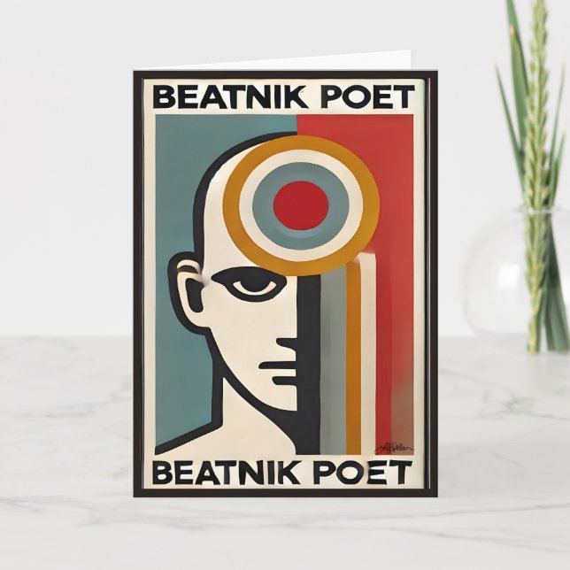 Tarjeta Mid Century Modern Art Beatnik Poet (Anverso)