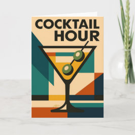 Tarjeta Mid Century Modern Bauhaus Cocktail Hour Martini