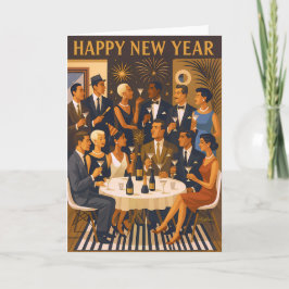 Tarjeta Mid Century Modern Martini Intellectuals New Year