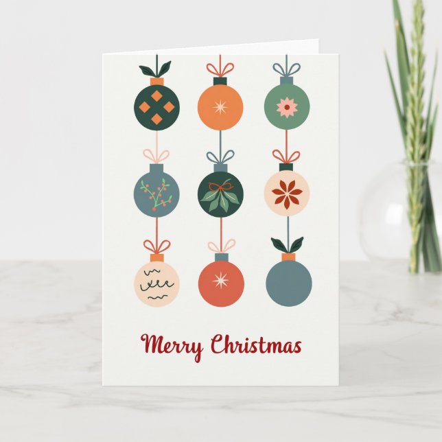 Tarjeta Mid Century Modern Ornament Merry Christmas Card (Anverso)